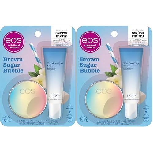 eos Flavor Lab Secret Menu Gift Set - Brown Sugar Boba Lip Scrub Exfoliator & 24H Moisture Super Balm, Limited-Edition Lip Treatment, Nourishing, (Pack of 4)