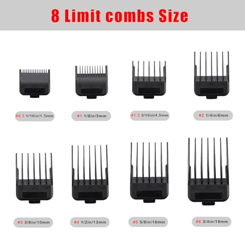 8PCS Magnetic Clipper Guards Cutting Guides Compatible with Wahl Clipper -from 1/16 Inch to 3/4 Inch(1.5-19mm)