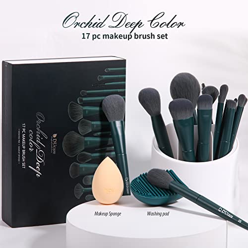 DUcare Makeup Gift Set 19 Pcs,17pcs Brushes Brush 1pc Cleaning Mat and 1pc Makeup Sponge Professional Face Powder Eye Shadow Powder Liquid Brushes