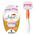 BIC Soleil 5 Glide Disposable Razors for Women, 5 Blades With Shea Butter Moisture Bars For a Smooth Glide, 2 Piece Razor Set