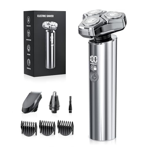 Electric Razor for Men£¬10,000RPM High-Speed Motor, IPX8 Waterproof, USB Fast Charging, Quick Charge & Travel Lock,Upgrade Icy Gray