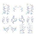 Rumi Tattoos Body Set?10 Purple Pieces per Pack (1 Face, 2 Chest, 2 Upper Arm, 2 Forearm, 1 Waist, 2 Thighs Symmetrical), Temporary Body Tattoos, Waterproof & Skin-Safe (Holographic, 1 Pack)