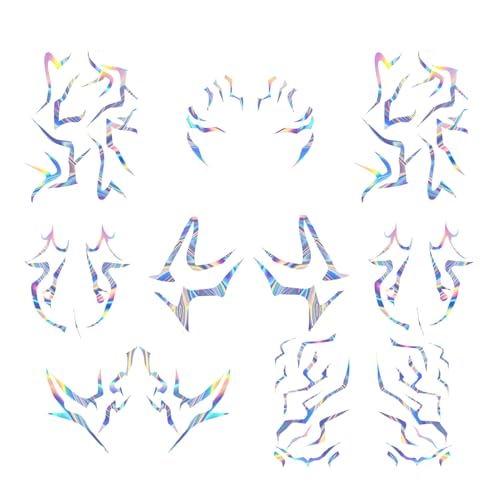 Rumi Tattoos Body Set?10 Purple Pieces per Pack (1 Face, 2 Chest, 2 Upper Arm, 2 Forearm, 1 Waist, 2 Thighs Symmetrical), Temporary Body Tattoos, Waterproof & Skin-Safe (Holographic, 1 Pack)