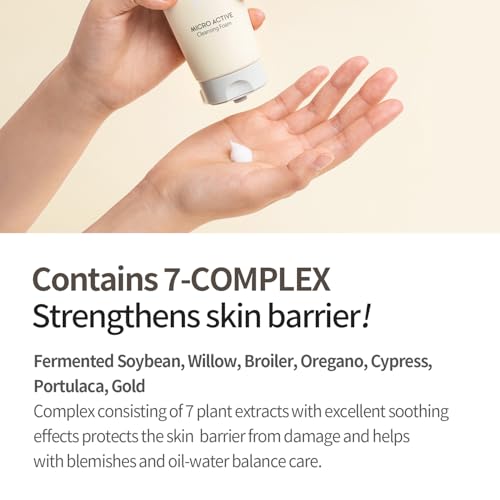 COSNORI Micro Active Cleansing Foam ? Vegan, Non-irritating, Korean Facial Cleanser, Skin soothing, 7 Plant Extracts Daily Face Wash, 5.07 fl oz