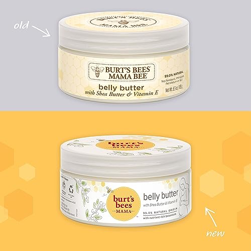 Burt's Bees Mama Bee Belly Butter, Leg & Foot Cream - Pregnancy Stretch Mark Prevention Cream, 6.5 Oz Tub & 3.38 Oz Foot Cream