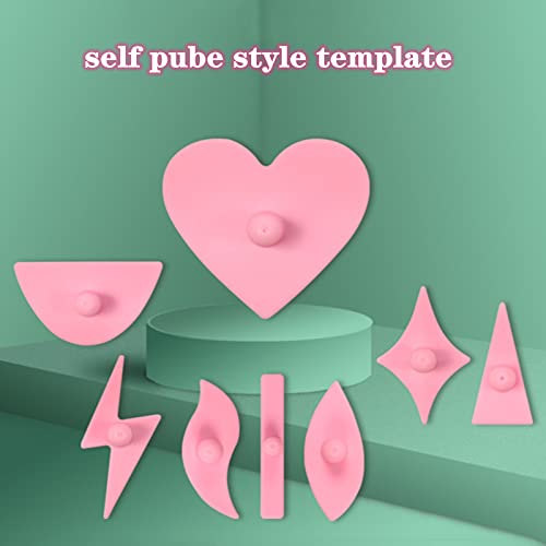 9pcs Pubic Hair Trimmer Stencil,Bikini Shaving Model,Private Area Style Shape Tool,Pube Clipping Template,Charming Intimate Part Pattern,Softly Rubber,Handle Design