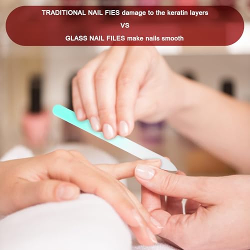 24Pcs Glass Nail File with Case, Double Sided Finger Nail Files Crystal Professional Fingernail Files Set Manicure Women Care for Natural, Pedicure, Artificial, Fake Nails