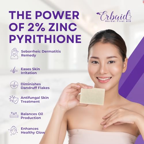 Pyrithione Zinc Soap Bar for Face & Body, 4oz | 2% ZnP Bar Soap Skin Repair Cleanser for Acne, Rosacea, Eczema, Dermatitis, Psoriasis, Itching | Cleansing, Calming Zinc Facial Wash Made in USA