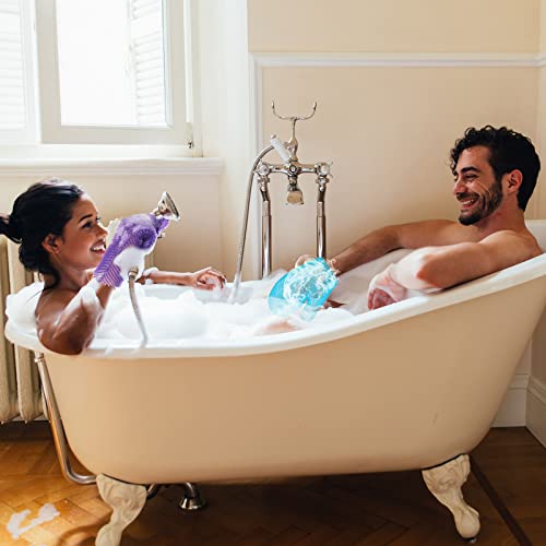 Karenhi 2 Pcs Honeycomb Exfoliating Glove Bath Mitt Body Spa Scrubber, Honeycomb Exfoliator Glove for Body Shower, Scrubber Sponge Shower Loofah, Quick Drying(Blue,purple)
