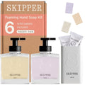 Tirtyl Skipper Hand Wash Duo Kit Glass - 2 Glass Foaming Dispensers + 6 Tablet Refills (6x 8 fl oz bottles of soap) + 1 Storage Tin - Variety Fragrances