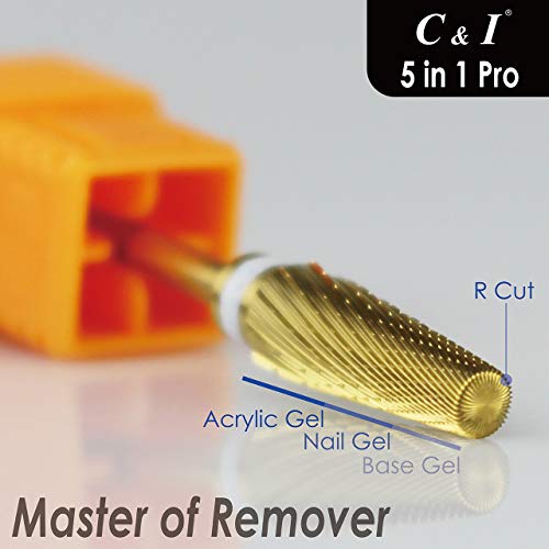 C & I 5 in 1 Nail Drill Bit, Mixed Sizes Edition, Cross Teeth, 2 Way, Professional Multi-function Nail Drills for Electric Manicure Drill Machine, Shank 3/32¡± (Pro)
