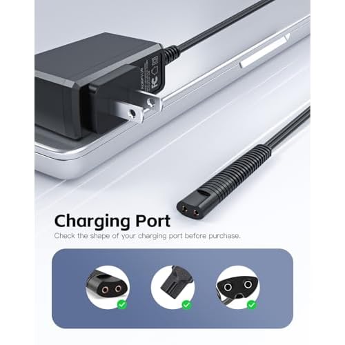 Superer 5FT Charger Fit for Braun Shaver Series 9 7 5 3 1, 310s 3040s 9577cc 9517s 7085cc 12V Charging Cord Replacement for Braun S3 S5 S7 S9 Electric Razor Shaver Trimmer Wall Power Adapter