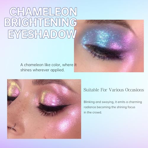 5 Colors Liquid Glitter Eyeshadow Set, Chameleon Metallic Shimmer Diamond Eyeliner Sparkle Eyeshadow, Waterproof Long Lasting Holographic Eye Brightener Chrome Highlighter Makeup