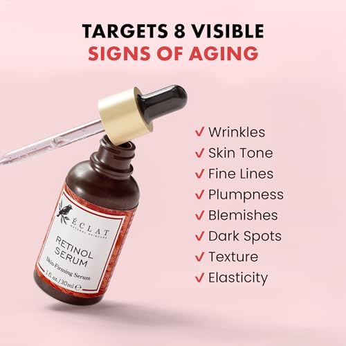 Eclat Skincare Renewing Retinol Serum for Face - Anti Aging Serum with Hyaluronic Acid & Aloe Vera ? Hydrates and Improves the Signs of Aging (Fine Lines, Wrinkles & Dark Spots) 1 Fl Oz
