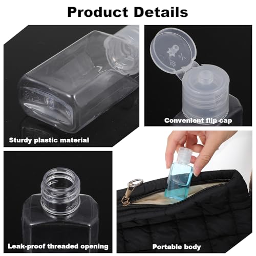 80 Pcs 1 oz Travel Bottles - Hand Sanitizer Bottle Mini Clear Bottles with Flip Caps, Portable Empty Refillable Containers for Shower Gel, Face Creams, Body Lotions