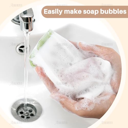 AUEAR, 20 Pack Handmade Soap Exfoliating Mesh Pouch Saver Bag Double Layer Bubble Foam Net Drawstring Holder (Assorted Colors)