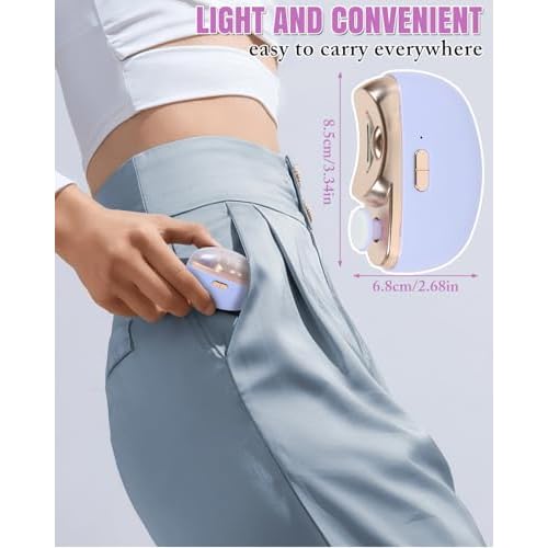 Electric Nail Clipper - 3-in-1 Trim/File/Polish with Nail Debris Catcher, 2 Speed Modes, LED Light, Type-C Rechargeable (for Fingernails),Purple