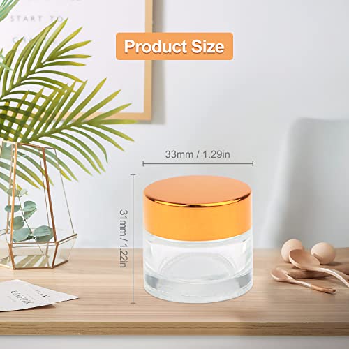 Wresty 10 Gram Glass Cosmetic Containers 19 Packs Round Sample Jars Cosmetic Cream Bottles Makeup Pots Container Vials (gold lids)