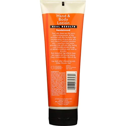 ShiKai Hand & Body Lotion (Sandalwood, 8oz) | Daily Moisturizing Skincare for Dry and Cracked Hands | With Aloe Vera & Vitamin E