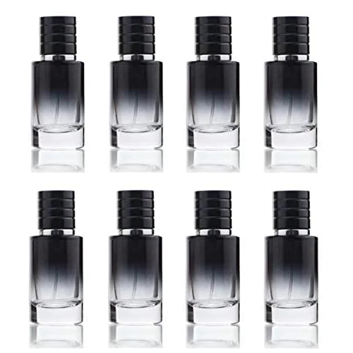 30ML Glass Perfume Bottles Empty Gradient Black Spray Perfume Bottles with Black Screw Lid Refillable Portable Empty Square Perfume Atomizer Vials Refillable Cosmetic Containers for Perfume Essential