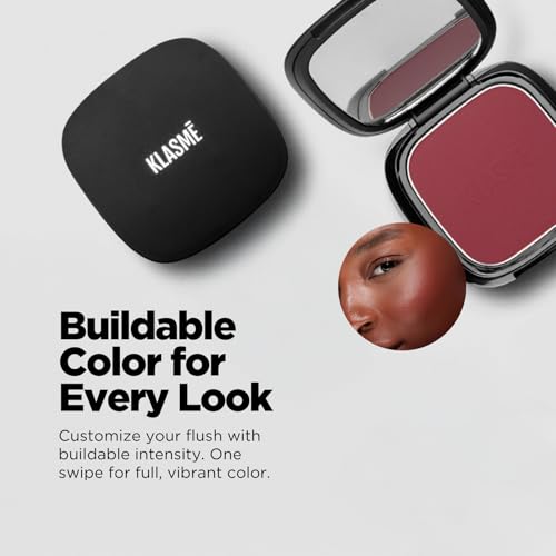 Klasme Compact Blush Wine | Vegan Formula | Smooth Matte Finish for a Natural Look | Buildable & Long-Lasting | Travel-Friendly with Brush | 0.5 oz