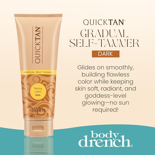 Body Drench Quick Tan Self Tanner Body Lotion ? Sunless Tanning Lotion for Women, Natural-Looking Self Tan, Dark, 8 fl oz