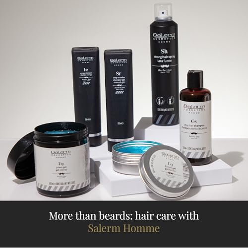SALERM - Hair Gel for Men - Homme Barber Line - 150 ml - Wet Look Gel - Long-Lasting Hold - with Trace Elements that Revitalize Hair