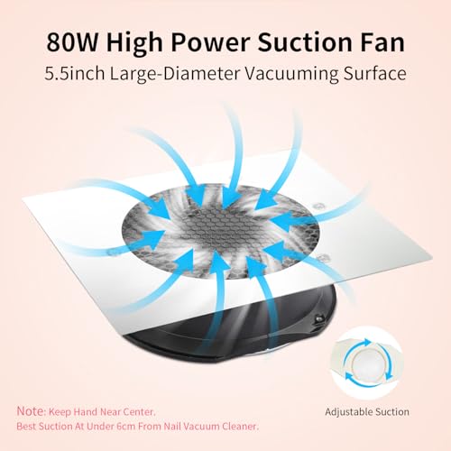 Powerful Nail Dust Collector Built in Table Desk Nail Vacuum Cleaner Professional Table Embedded Dust Extractor Vacuum Built in Desktop Nail Dust Collector Quiet Nail Fan Acrylic Nail Tools
