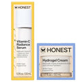 Honest Beauty Moisturizing Hydrogel Cream + Vitamin C Brightening Serum Bundle | Gentle for Sensitive Skin, Fragrance Free, Vegan | 1.7 fl oz, 1 fl oz