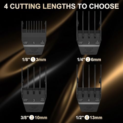 Professional Peanut Clipper Guards for Wahl Peanut ? 4PCS (1/8" to 1/2") Compatible with Wahl Peanut Guards 8685/8655/8035/8663 ? Premium Guide Combs with Storage Bag & Cleaning Brush, Black