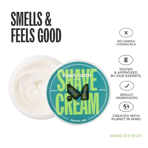 Men Rock Shave Cream - Sicilian Lime - Mens Shaving Cream - Moisturizing Shaving Foam for Men - Non-Drying Formula - Cruelty-Free - 3.5 oz
