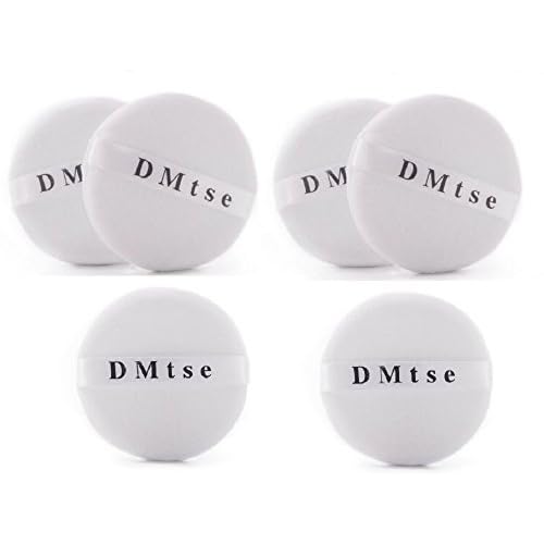 DMtse Set of 6 Round Velour Powder Puff Soft in White