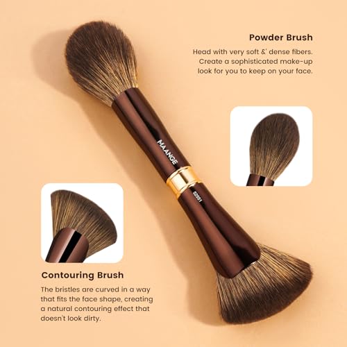 MAANGE 3 PCS Makeup Brushes Double-ended Makeup Brush Set Double Sided Angled Round Top Brush Foundation Contour Blending Concealer (Brown)