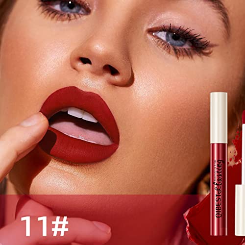 12Pcs Matte Liquid Lipstick Set, Dark Bright Red 24-hour Lip Gloss Kit Long-Lasting Waterproof Lip Stain Non-Stick Cup Not Lipgloss Set for Women