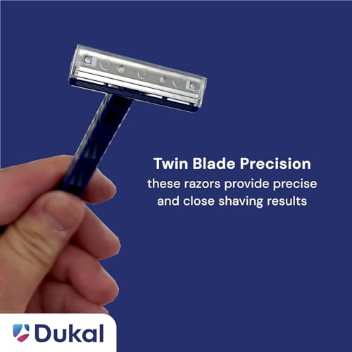 Dukal DawnMist Twin-Blade Disposable Razor, Blue Handle ? Bulk Pack of 100, Precision Shave for Smooth & Comfortable Grooming