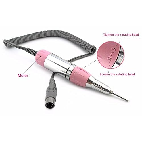 Nail Drill Handpiece Electric Nail Drill Handle Machine Replacement Nail Polishing Pen Portable Manicure Pedicure Tool (Pink)
