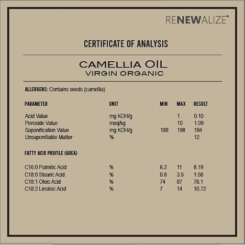 ORGANIC CAMELLIA SEED OIL Skin Moisturizer | Unrefined Cold Pressed 100 Percent Pure | Large 4 fl oz bottle | Moisturizing Oil for Hair Face Skin and Body