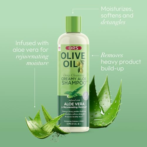 ORS Olive Oil Moisture Restore Creamy Aloe Shampoo Infused with Aleo Vera 12.5 Ounce (Pack of 4)