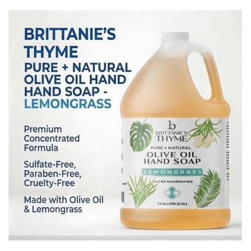 Brittanie¡¯s Pure Castile Soap ? Lemongrass, 1 Gallon (128 oz) | Natural Multi-Purpose Cleaner & Body Wash | Concentrated, Biodegradable, Eco-Friendly Soap for Hands, Face, Laundry & Household Cleaning