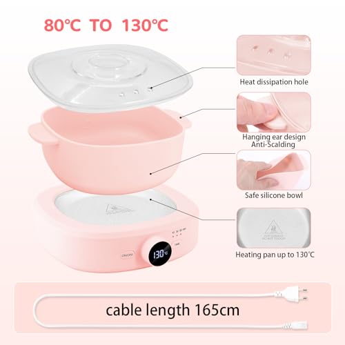 Wax Warmer Hair Removal, Adjustable Temperature, Digital Display Professional Hot Wax Warmer Pot with Silicone Bowl, Timer setting