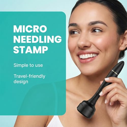 Derma Roller Microneedling Roller Stamp for Home Use Men Women Micro Needling Roller Stamp 0.25mm Black
