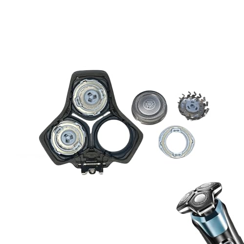 SH71 Replacement Rotary Head Compatible with Philips Norelco Shaver Series 7000 and Series S5500, Metal Wheel Buckle and Upgrade 15 Precision Blades (Black)