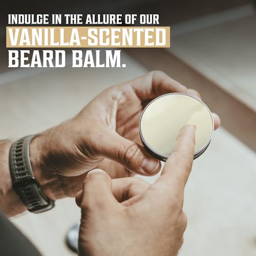 Viking Revolution Spiced Vanilla Beard Balm for Men (2oz) and Beard Wash, Conditioner for Men (17oz each) - Beard Softener, Moisturizer With Argan, Jojoba Oil