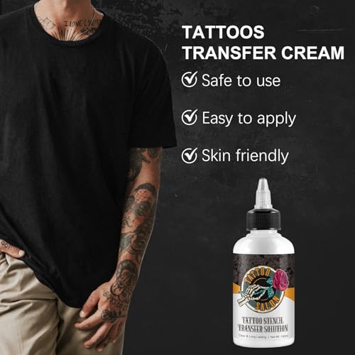 2 Pack Tattoo Stencil Transfer Gel Solution, Professional Tattoo Stencil Gel, Stencil Magic Cream, Tattoo Application Solution for Transfer Paper Machine Stencils, Clear & Long-Lasting