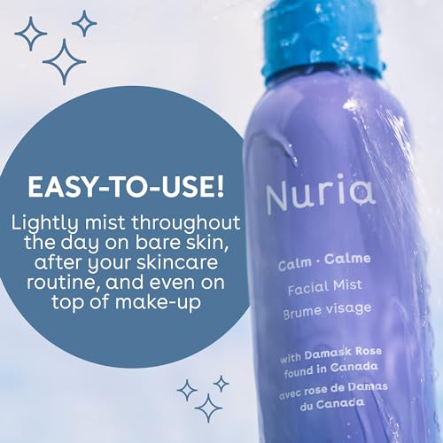 Nuria - Calm Facial Mist, Fragrance-Free Damask Rose Water Spray for Face, Face Mist Spray with Marigold Extract, Oat, and Glycerin, 120mL/4.1 fl oz
