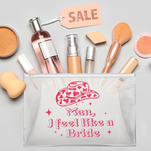 Layhit 8 Pcs Let's Go Girls Pink Bachelorette Makeup Bags Retro Clear Disco Cowgirl Travel Toiletry Case with Zipper Arty Supplies Decorations Gifts for Women