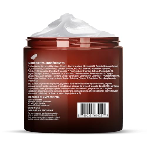 Majestic Pure Whipped Argan Oil Moisturizer Face Cream for Women & Men - With Vitamin E A, Collagen & Ceramides - Hydrates Dry Skin, Oily Skin, Reduces Appearance of Fine Lines ? 8oz (Pack of 2)