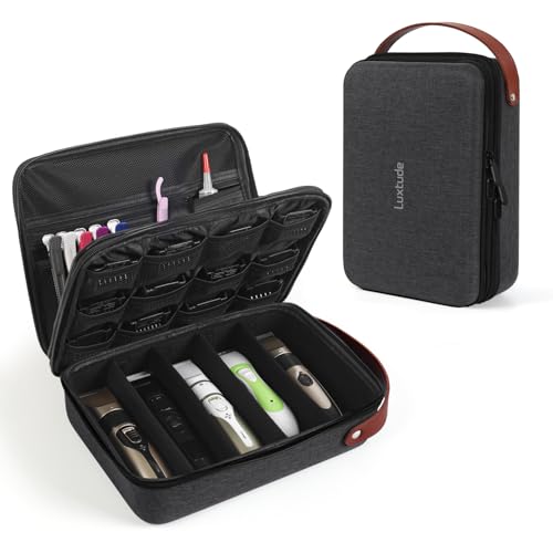 Luxtude Large Barber Case, Barber Bags for Clippers and Supplies, Hair Clipper Case for Travel, Clipper and Trimmer Cases for Wahl 5Star/Hatteker/Oneisal/Andis Grooming (Case Only, Black)