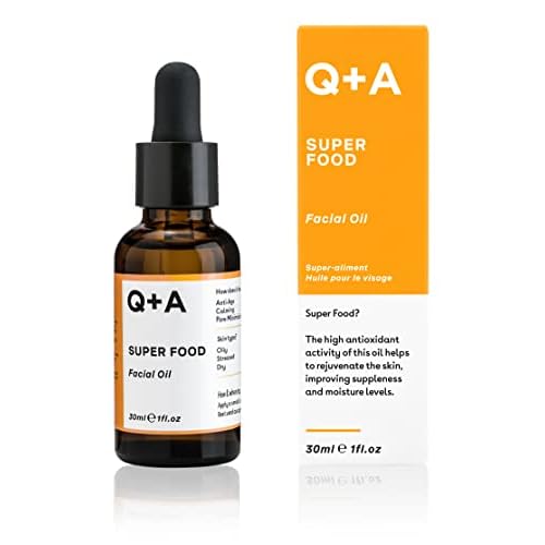 Q+A Super Food Facial Oil (30ml), Natural Vitamin-Rich Face Oil with Jojoba, Vitamin E Oil, Deeply Nourishes and Hydrates Dry, Sensitive, and Normal Skin, Boosts Skin Radiance and Glow