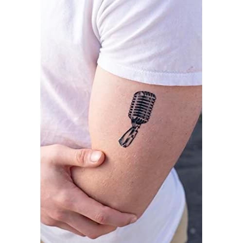 Temporary Tattoos ? Volume IV ? 8-Piece Set | Microphone, Dollar Sign, Anchor & More | Fake Water-Transfer Tattoos ? Face & Body Temporary Ink for Fun & Flex